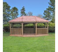 6m Premium Oval Cedar Roof Gazebo (Installed) - Treated Timber - Forest Garden