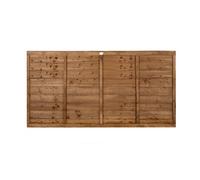 Forest Garden Pressure Treated Superlap Fence Panel 6ft x 3ft, 1.83m x 0.91m, Brown Timber, Straight-Cut Boards