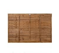 Forest Garden Pressure Treated Superlap Fence Panel 6ft x 4ft, 1.83m x 1.22m, Brown Timber, Straight-Cut Boards