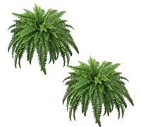 FOREST PRINCE 2 PCS Artificial Boston Fern Large Outdoor, 42In Faux Ferns Bush Plants for Indoors, Home Decor, Windowsill, Garden Decorations (59 Fronds)