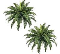 FOREST PRINCE 2 PCS Artificial Boston Fern Outdoor, 33In Fake Bush Plants Large for Indoors, Home Decor, Windowsill, Garden Decorations (39 Fronds)