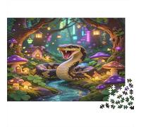 Forest Python Jigsaw Puzzle for Adults 1000 Piece Jigsaw Puzzle Enchanted Mushroom Houses Relaxing Focus Family Decor Gift 70x50cm/1000pcs