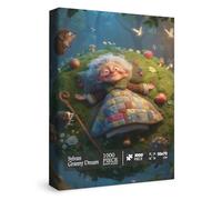 Forest Quilt Grandma Puzzle for Adult 1000 Pieces, Magic Nature Landscape Jigsaw Puzzle, Night Happy Granny Art Puzzle