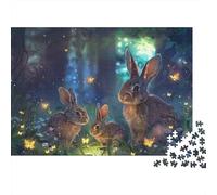 Forest Rabbit Family 1000 Piece Sturdy Cardboard Classic Jigsaw Puzzle for Adult Jigsaws, Impossible Hard Challenge, Decompression & Wall Decor, Great Relaxation Gift 52x38cm/1000pcs
