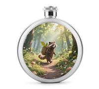 Forest Raccoon Hip Flask 5 Oz Hip Flask for Liquor Stainless Steel Leakproof Compact Flasks Festivals Hiking Sports Parties Reunions And More Fits in Pockets & Bags Flask