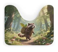 Forest Raccoon Toilet Mat U-Shaped Toilet Bath Mat Soft Absorbent Quick Dry Bathroom Rugs Non-Slip Bath Mat for Tub Shower & Single Sink Floor Carpet 20 X 16 Inches
