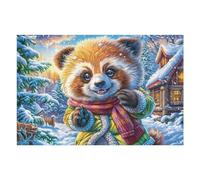 Forest Red Panda 1000 Piece Premium Jigsaw Puzzle Winter Snow Cabin For Men Educational Decompression Adults Anxiety Memory Care Mothers Valentines Wooden 1000 PCS