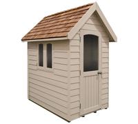 Forest Redwood Lap Retreat 6x4 Apex Shed - Cream (Assembled)