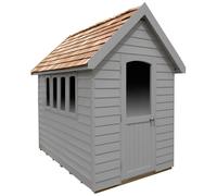 Forest Redwood Lap Retreat 8x5 Apex Shed - Grey (Assembled)