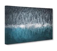 Forest Reflecting In Lake Louise Canvas Print | Gallery Wrapped 30mm Frame Wall Art | 24x16 inches | Ready to Hang | Abstract Landscape Picture | Living Room Bedroom Lounge Office