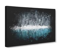 Forest Reflecting In Lake Louise Paint Splash Canvas Print | Gallery Wrapped 30mm Frame Wall Art | 24x16 inches | Ready to Hang | Modern Landscape Picture | Living Room Bedroom Lounge Office