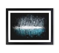 Forest Reflecting In Lake Louise Paint Splash Modern Art Framed Wall Art Print, Ready to Hang Picture for Living Room Bedroom Home Office Décor, Black A3 (46 x 34 cm)