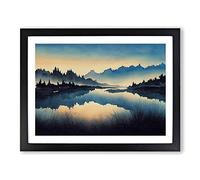 Forest River Reflection Framed Print | A2 Black Framed Wall Art | Ready to Hang | Modern Landscape Picture | Living Room Bedroom Lounge Office