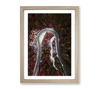 Forest Road In Alpe Di Siusi Italy In Abstract Modern Framed Print | A3 Oak Framed Wall Art | Ready to Hang | Abstract Landscape Picture | Living Room Bedroom Lounge Office