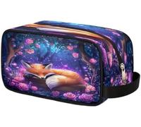 Forest Rose Fox Toiletry Bag for Travel, Cosmetic Makeup Bag Waterproof Polyester Shaving Bag for Men Women Kids, Portable Organizer for Bathroom Gym Vacation
