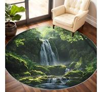 Forest Round Rug 60cm, Fall Circle Rug, Natural Scenery Area Rugs, Washable Circle Carpet for Living Room Dining Room Bedroom Hallway Under the Coffee Table