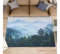 Forest Rug 100x150, Mountain Range Rugs for Bedroom, Natural Scenery Area Rug, Non Slip Washable Rugs for Living Room Farmhouse, Indoor Low Pile Decor Carpet