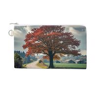 Forest Rural Roads Coin Purse Canvas Wallet with Zipper Portable Mini Change Pouch Cute Money Pouch Small Organizer Coin Card Key Holder for Women Girls Daily Use Gift