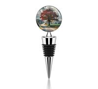 Forest Rural Roads Wine Stopper Zinc Alloy Beverage Bottle Stopper Reusable Leak Proof Wine Cork Cute Champagne Saver Decorative Bottle Sealer Plug Gift for Men Women