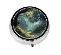 Forest Scenery Print Personalised Portable Pillbox with,Mini Pillbox Compact and Convenient Pill Organiser for Storing and Organising Pills