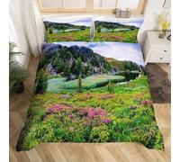 Forest Single Duvet Cover Set Garden Scene Bedding Sets, 3D Print Ultra Soft Microfiber Quilt Cover 135x200cm Comforter Covers with Zippe and 2 Pillowcases B-2924