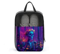 Forest Skeleton Wearing Colorful Flower Shoe Bag for Travel Daily Use Anti-dust Storage Carrier Golf Shoe Pouch