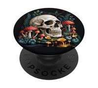 Forest Skull with Mushrooms Mystical Dark Cottagecore Art PopSockets Adhesive PopGrip