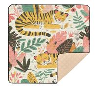 Forest Sleeping Tiger Flower Large Stylish Baby Play mat Foldable for Floor Lightweight Foldable Tummy Time Mat for Baby Kids Toddlers Infants, 50'' x 50''alfombra de juegos