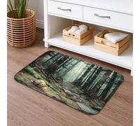 Forest Snail Memory Foam Bath Mat, Fanciful Nature Artwork Non Slip Shower Rug, Spring Decorative Absorbent Bathroom Mat 20x32 Inch
