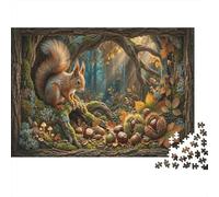 Forest Squirrel 1000 Piece Cardboard Jigsaw Puzzle Nut Tree Hole for Adult Stress Relief Seekers Home Entertainment Unique Pattern 52x38cm/1000pcs