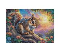 Forest Squirrel 300 Piece Jigsaw Puzzle for Adults Teens Rodent Branch Sunset Jigsaw After Work Leisure Brainteasing Puzzle for Colleagues Stress Buster 300 PCS