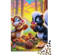 Forest Squirrel Skunk 1000 Piece Jigsaw Puzzle Paper for Adults Pine Cone Friends Relaxing 52x38cm/1000pcs