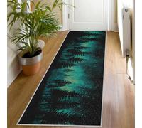 Forest Starry Print Runner Rug for Hallway, 60x150, Teal Galaxy Pattern Throw Rug Entrance Fantasy Decor Carpet, Washable Non-Slip Rugs Runners for Living Room Bedroom Ip1177