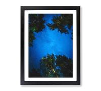 Forest Stars In Germany In Abstract Modern Framed Wall Art Print, Ready to Hang Picture for Living Room Bedroom Home Office Décor, Black A4 (34 x 25 cm)