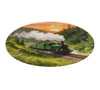 Forest Steam Car Round Area Rug Non Slip Backing Doormat Water Absorbent Plush Throw Low-Pile Non-Slip Floor Mat Carpet for Living Room Bedroom Entryway Nursery Room 80 * 80cm