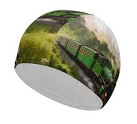 Forest Steam Car Swim Cap for Women Men Swimming Hat Bath Waterproof Pool Caps for Long Thick Curly Hair