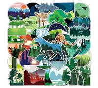 Forest Stickers 50 Pcs Waterproof Aesthetic Plant Stickers for Water Bottle Skateboard Laptop Luggage Guitar Phone Computer Car Bike,Vinyl Green Decals for Teens Adults