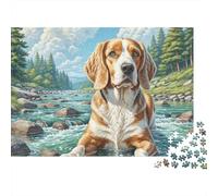 Forest Stream Dog 1000 Piece Jigsaw Puzzle Paper for Adults River View Puzzle Game for Family Home Decor 38x26cm/1000pcs