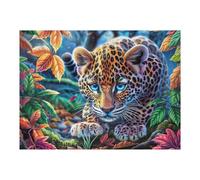 Forest Stream Leopard 500 Pieces Set Classic Jigsaw Puzzle Woods Flora Brook Teen Fans 14-18 Yrs Brain Training Logic Skill Leisure Adventure Valentines Recycled Cardboard 500 PCS
