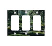 Forest Stream Light Switch Cover Plates/Outlet Covers, Green Nature for Home Decor, Thermoplastic Wall Plates, Standard Size 3 Gang Wall Plate
