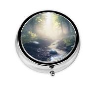 Forest Stream Unique Customized Pill Organizer - 7 Day AM PM Travel Pill Box with Full Print Design - Iron Plating Mini Medicine Organizer