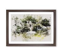 Forest Stream Vol.2 Watercolour Framed Print | A2 Walnut Framed Wall Art | Ready to Hang | Modern Landscape Picture | Living Room Bedroom Lounge Office