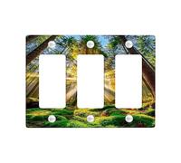 Forest Sunlight Light Switch Cover Plates/Outlet Covers, Vibrant Green Nature Scene for Wall Decor, Thermoplastic Wall Plates, Standard Size 3 Gang Wall Plate