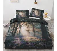 Forest Super King Duvet Cover Set 3 Pieces - Forest Sunshine Tree Quilt Cover with 2 Pillowcases 50x75cm, Reversible Soft Microfiber Bedding Set with Zipper Closure 260x220 cm