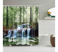 Forest Swan Shower Curtain Waterproof Bathroom Curtains W240cm x L200cm,Extra Long Shower Curtain with Hooks Weighted Hem,Polyester Washable Bath Quick-Drying Curtains for Wet Room Outdoor M-2598