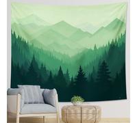 Forest Tapestry Absract Rustic Ombre Themed Natural Landscape with Misty Woodland and Foggy Mountain Green Polyester Backdrop Decor Ceiling Dorm Room Hanging 60x40 Inch