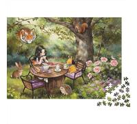 Forest Tea Party Puzzle for Adults 1000Pc Recyclable Paper Fairy Tale Jigsaw Puzzles Educational Game Challenge Ideal for Family And Friends Gifts 38x26cm/1000pcs