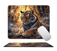 Forest Tiger Mouse Mat 29 x 24 cm Ultra Thin, with Stitched Edges Office Mouse Pad, Non-Slip Rubber Base, Waterproof & Washable, Home Desk Accessories, Aesthetic with Design Mousepad 290x240mm s0z-132