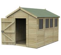 Forest Garden Timberdale 10x8 Apex Shed - Four Windows, Brown