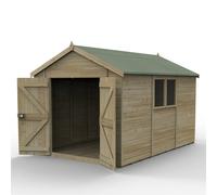 Forest Timberdale Apex Shed - Double Door 12' x 8' Tongue & Groove Timber Green, FGE536